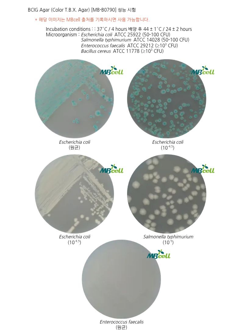 [BCIG Agar (Color T.B.X. Agar) (식품공전 67번 배지)]
